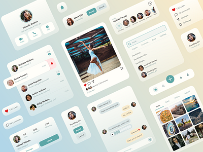 Social Media - UI Components app chat chatting app comments design instagram likes mobile app design social media ui ui components ui kit uiux ux