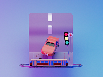 Street 3d 3d model blender concept lowpoly