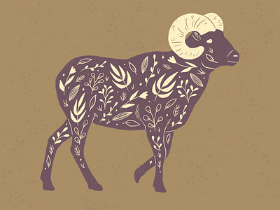 Bighorn sheep animal art art drawing floral hand drawn illustration nature procreate procreate art