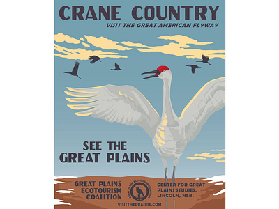 Crane Country art birds branding design graphic design illustration nature poster art poster design poster designer vector