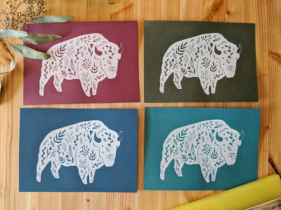 Floral bison screenprints