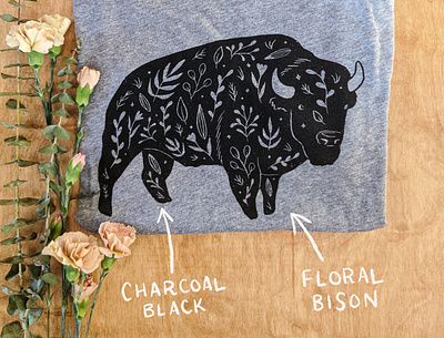 Floral bison T-shirt art design graphic design illustration nature t shirt tshirt