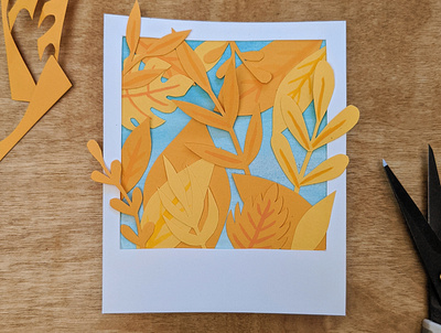 Paper Polaroid: Yellow floral art handmade nature paper paper art paper craft papercut