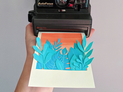 Paper Polaroid: Teal floral