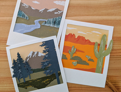 Paper Polaroids: Adventure series art cut paper handmade nature paper art polaroid