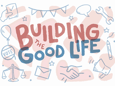 Building the Good Life postcard design