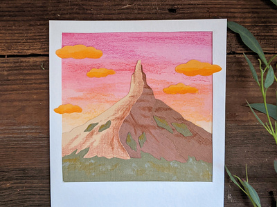 Cut paper Polaroid: Chimney Rock