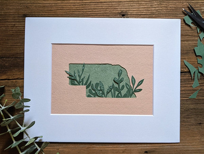 Nebraska greenery art cutpaper handmade illustration nature paper