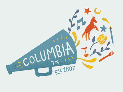 Columbia, Tennessee sticker art branding design drawing graphic design illustration procreate tourism