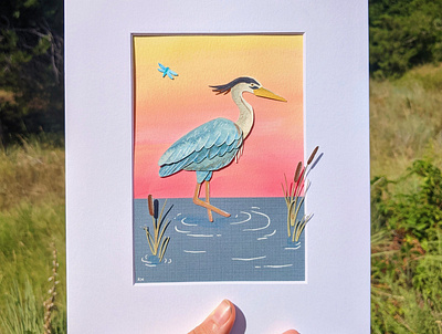 Cut paper great blue heron art craft illustration nature paper paper art