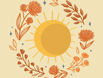 Western sun art drawing hand drawn illustration nature procreate