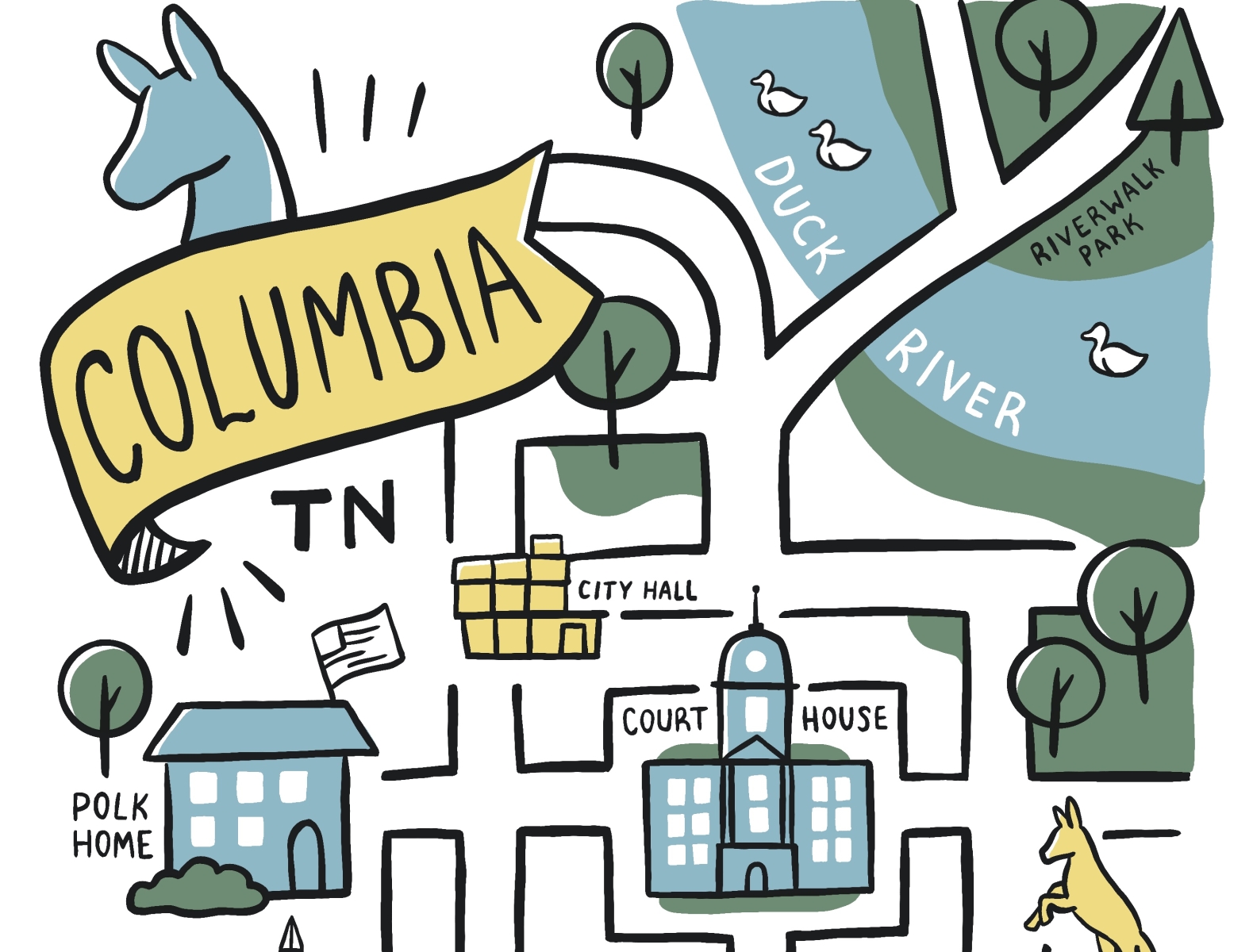 Columbia, TN T-shirt design art city design drawing illustration tourism