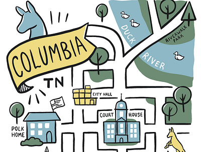 Columbia, TN T-shirt design art city design drawing illustration tourism