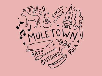 Muletown Heart T-shirt design