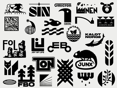 Modernist Logos 2 abstract animal black bold branding design graphic design illustration logo logofolio logos logotipo modern modernist plant portfolio space typography vector