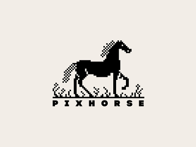 Pixel horse logo 8bit animal art black branding design graphic design horse illustration logo logofolio logos logotipo logotype mark modern pixel portfolio symbol vector