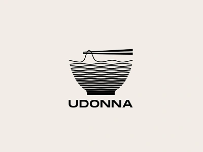 Udon Logo black branding china chinese design eat food graphic design illustration line logo logofolio logotipo logotype mark noodles portfolio udon vector wave