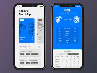 NBA App Design design mobile sketch ui