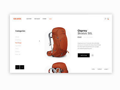 Geara Shop page | UI adventure ecommerce gear shop sports ui webdesign website