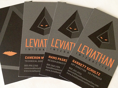 Leviathan Interactive Business Cards aggressive angular branding business cards leviathan interactive logo print slick