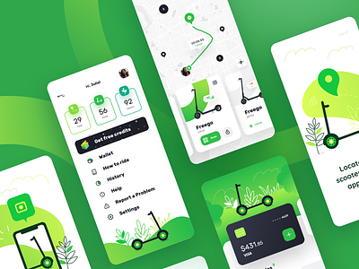 Kiwi App Design for Rent Scooters