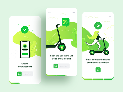 Kiwi | IOS App Design for Rent Scooters adobe photoshop bike clean design distance explore icons illustrations illustrator ios journey map mobile app navigation rent ride rider route scooter sketch