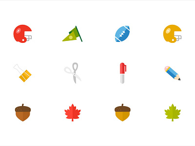 KIND Snacks Autumn Icons autumn client design football healthy lifestyle icon illustration kind snacks leaves nature school