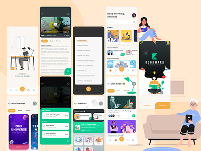 Bookmark(E-Learning App) design process education app elearning product students ui ux visual design