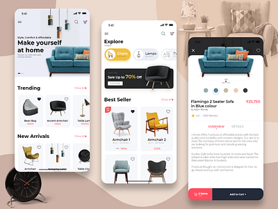 E-commerce Furniture App app clean concept design ecommerce flatdesign freebies furniture process ui ux