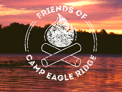 Friends of Camp Eagle Ridge branding circle fire logo sunset texture