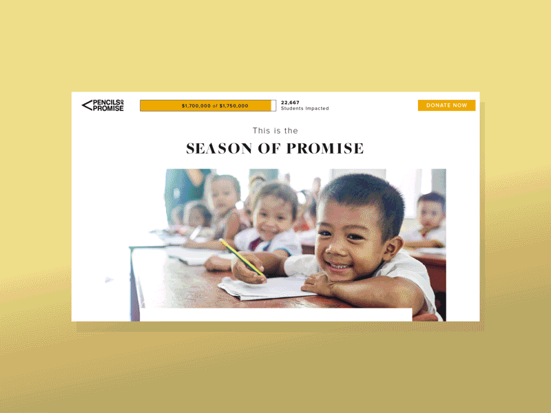 This is Season of Promise 2017 charity design editorial layout front end front end dev layout microsite non profit pencils of promise scroll animation website