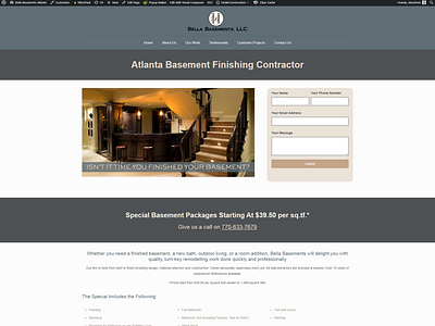 Ad Words Landing Page for Bella Basements. Optimized for Mobile