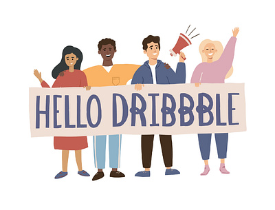 hello dribbble character hand drawn illustration people