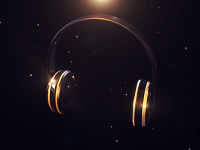 Gold Music 3d animate c4d gold headphones motion music musica