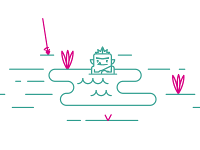 Splash animation caveman design flat game gif line motion water