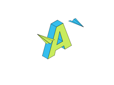 A 3d airplane animation c4d gif letters motion