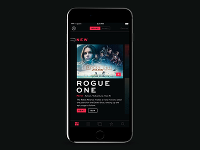 Redbox Rebrand Concept—Mobile App.02 film movies red redbox star wars streaming ui