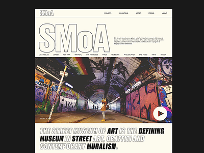 Street Museum of Art — About pg. clean design graphic design grid layout minimal museum rebrand street art type typography ui web