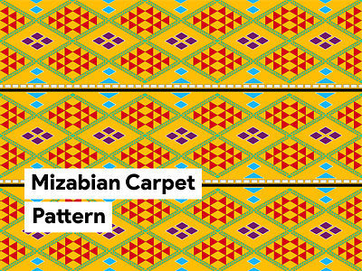 Mizabian Carpet Geometric Pattern algeria art blue carpet design flat geometric design geometry graphic design illustration illustrator inspiration pattern patterns red rug traditional art vector yellow