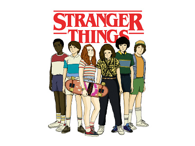 Stranger Things characters design drawings illustrations