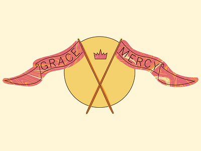 grace and mercy christian crown design flag gold grace illustration marble mercy orange pink yellow