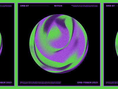 Orb-tober 07 - witch design fun green halloween inktober marble orb orbtober photoshop poster design purple simple social media design texture vectober witch