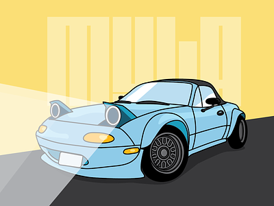 illustration: mazda miata car colorful design driving fun illustration illustrator mazda miata racecar simple sports car yellow