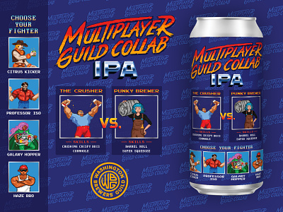 Multiplayer Guild Collab arcade games beer label choose your fighter multiplayer guild collab packaging seattle beer washington beer washington brewers guild