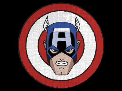 The Captain america captain america marvel cartoon character comics face headshot illustration portrait texture vintage