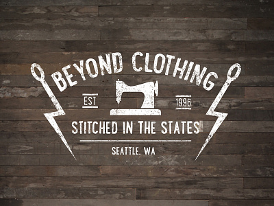 Stitched in the States america clothing icon industrial logo made in america seattle textured typography vintage washington