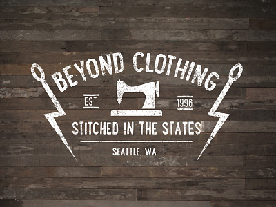 Stitched in the States america clothing icon industrial logo made in america seattle textured typography vintage washington