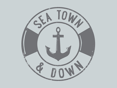 Sea Town And Down anchor handwritten icon lifering nautical seattle texture tshirt typography