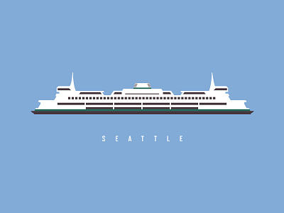 Puget Sound Ferry boat ferry harbor line art poster puget sound seattle ship vector