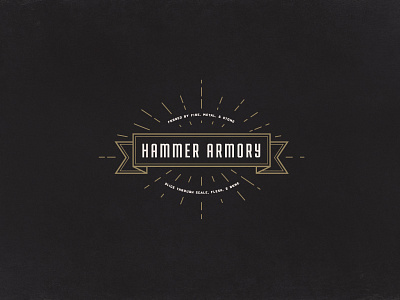 Hammer Armory Dribbble banner logo logotype lost type sunburst sword typography vintage